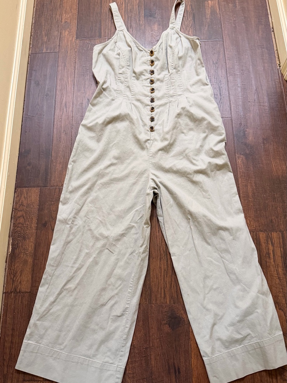 Universal Thread Goods Co. Gray Wide-Leg Jumpsuit Size 14 Boho Button Front - Picture 12 of 16